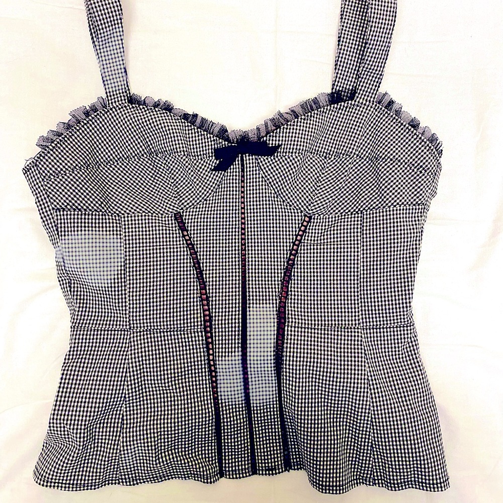 Nanette Lepore tiny checker pattern corset style top